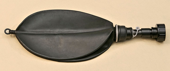 Rebreather bag with air inlet adaptor and gas mask hose adaptor